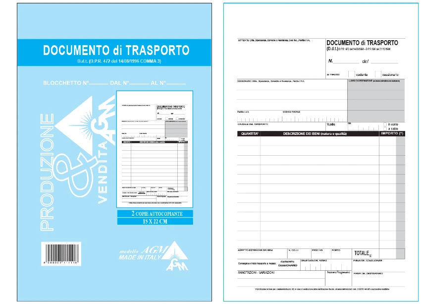 Blocchetti documento di trasporto