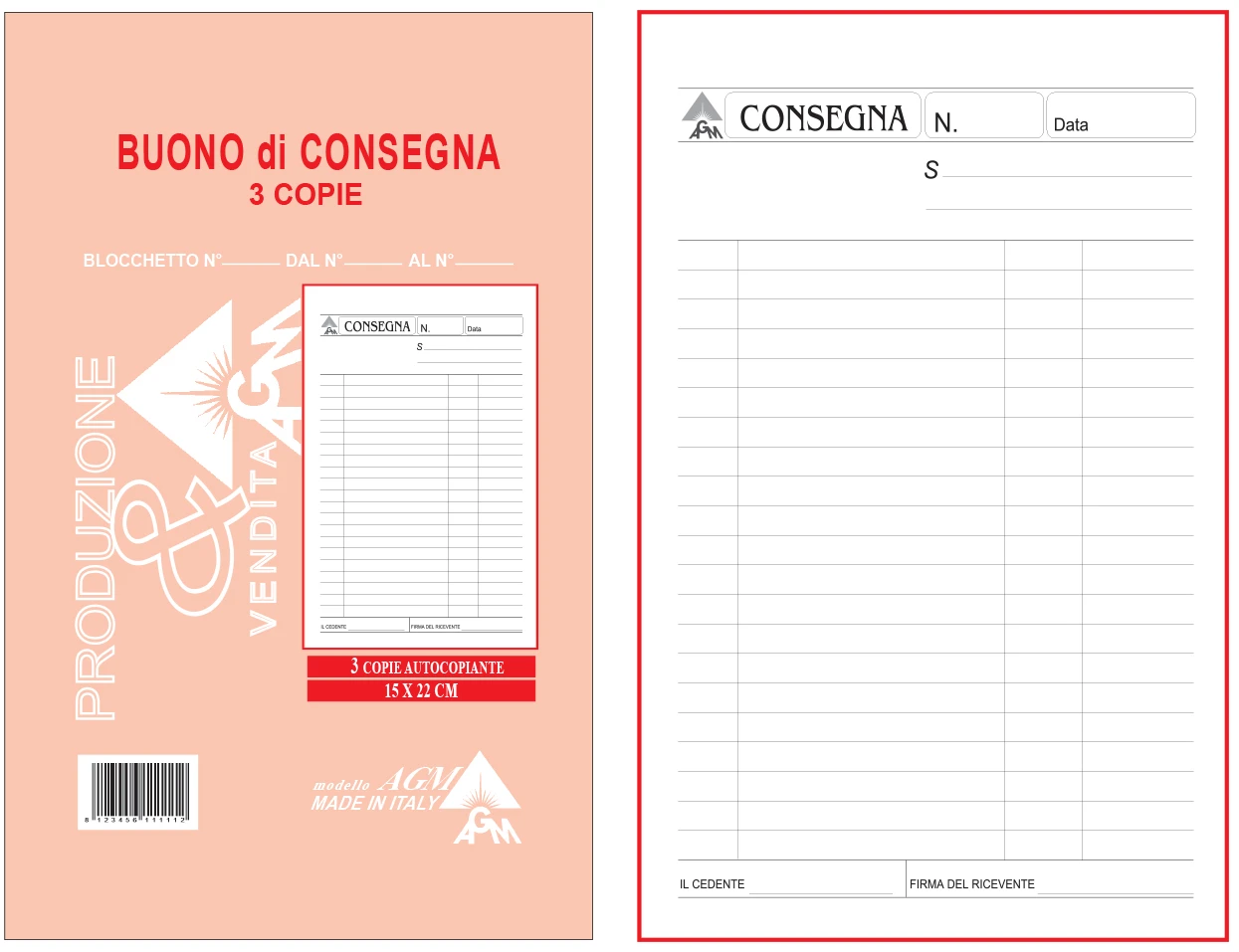 Blocco buono consegna formato grande